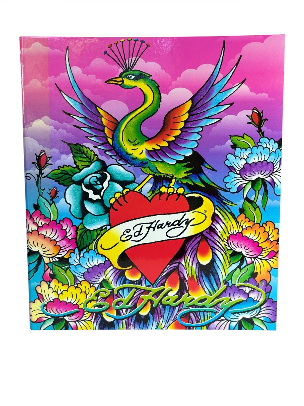 NEW Ed Hardy Peacock Heart 1” 3-Ring Binder Y2K School Office Lisa Frank